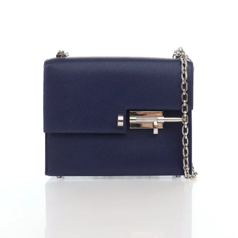 Hermès Vintage Pre-owned Leather crossbody-bags Blue Dames