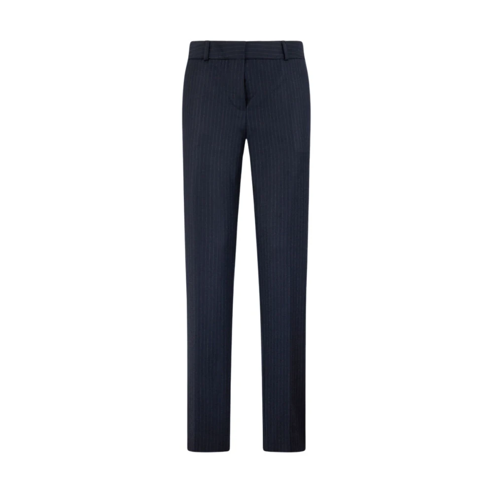 Brooks Brothers Blue Pinstripe Cigarette Fit Virgin Wool Trousers - Female - Slim-Fit Trousers - L - Trousers
