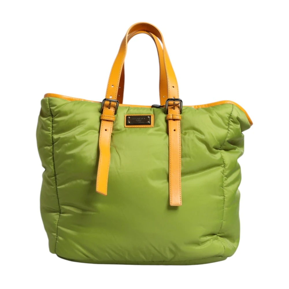 Dolce & Gabbana , Shopping Bags, Female, Green, One Size, Green Nylon Logo Plaque Crossbody Bag - Image 3