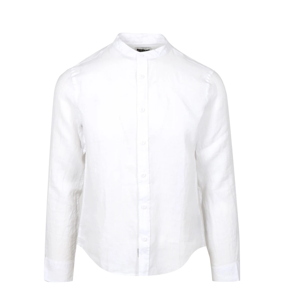 Blauer Mannelijk Wit Overhemden Heren, Xl, Linnen, Casual Overhemd