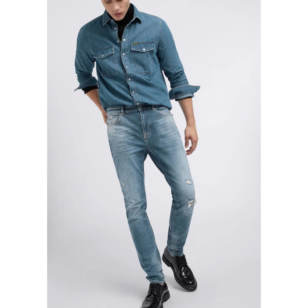 GAS Skinny Fit Denim Jeans Blue Heren