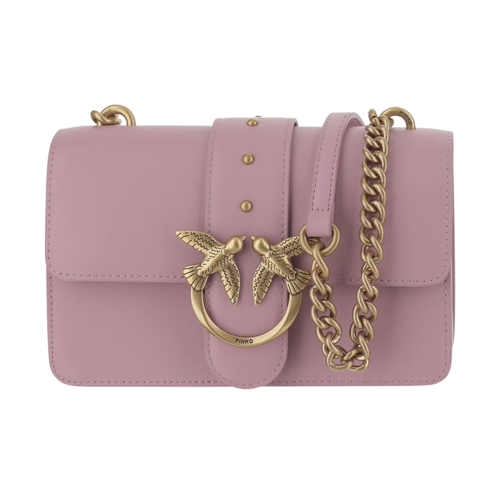 pinko Love Birds Leren Schoudertas Pink Dames