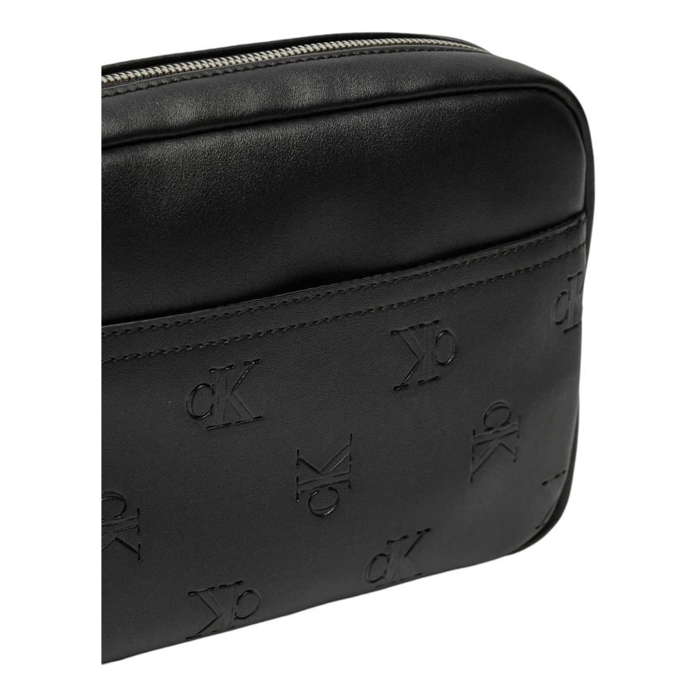Calvin Klein Zwarte Polyurethaan Rits Tas Black Heren