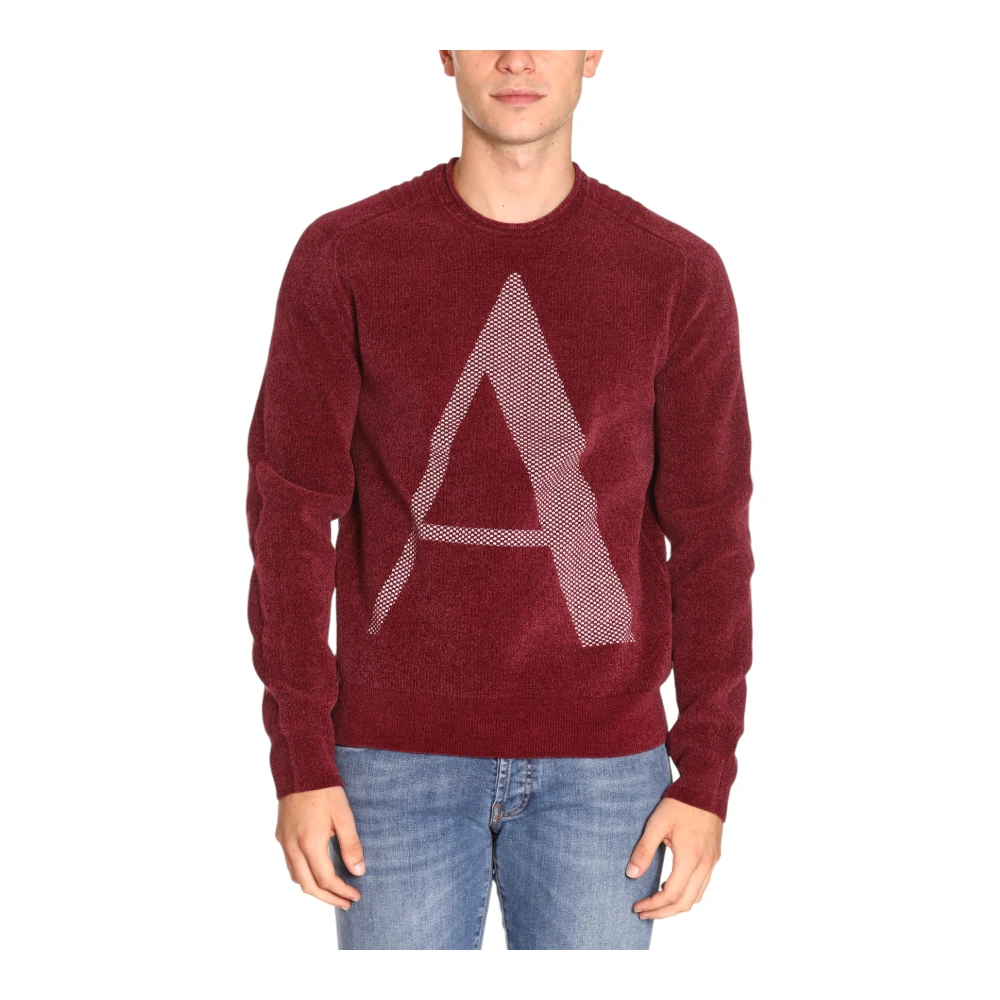 Armani Exchange Luxueuze Chenille Trui Red Heren