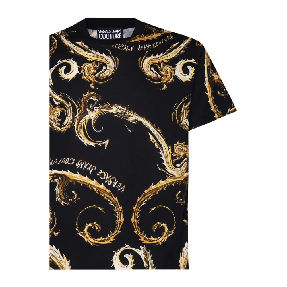 Versace Jeans Couture Barok Print Zwarte Katoenen T-shirt Black Heren
