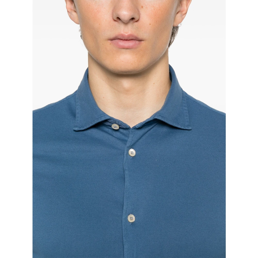 Fedeli Italiaans katoenen overhemd Blue Heren