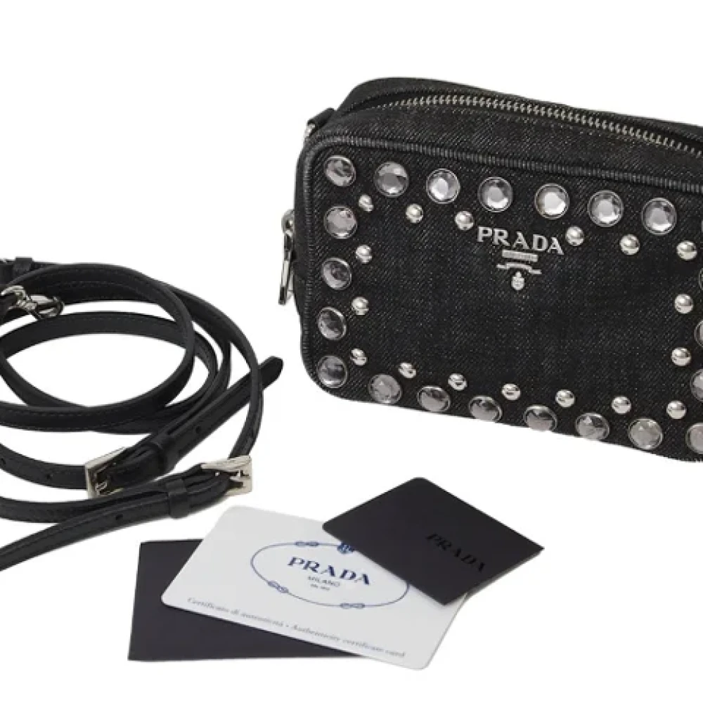 Prada Vintage Pre-owned Cotton prada-bags Black Dames