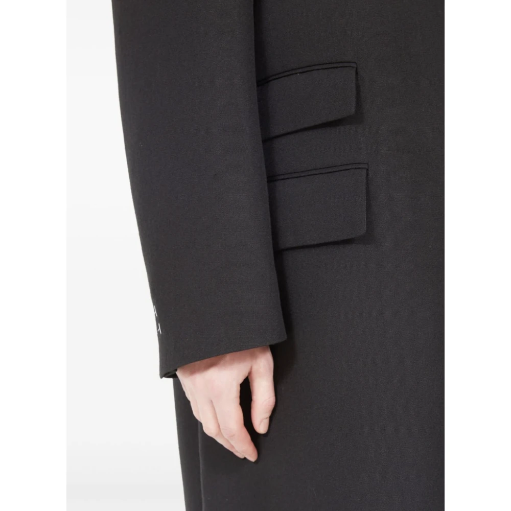 Maison Margiela Zwarte Gestikte Jas Black Heren