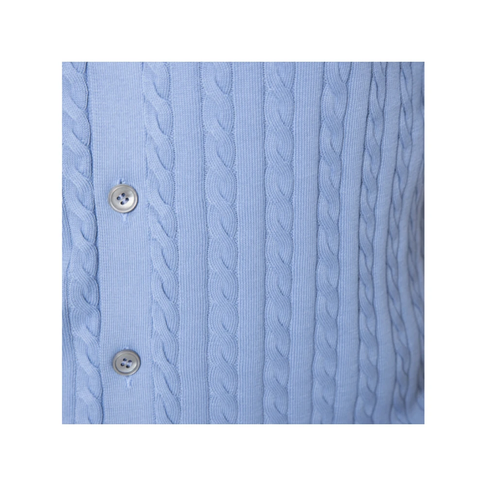 Gran Sasso Blauwe Twisted Korte Mouw Shirt Blue Heren
