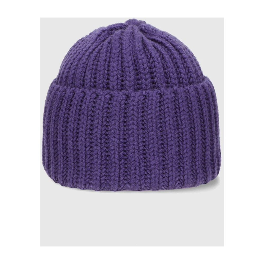 Borsalino Geribbelde Wollen Beanie Muts Purple Unisex