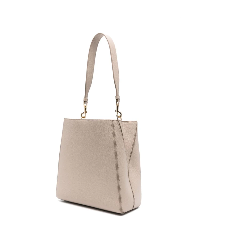 TORY BURCH Grained Leather Shoulder Bag Beige Dames