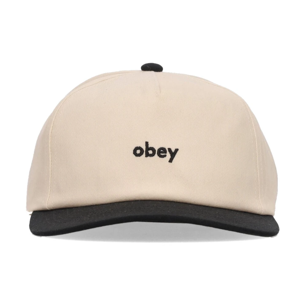 Obey Zwarte Gebogen Klep Snapback Pet Beige Heren