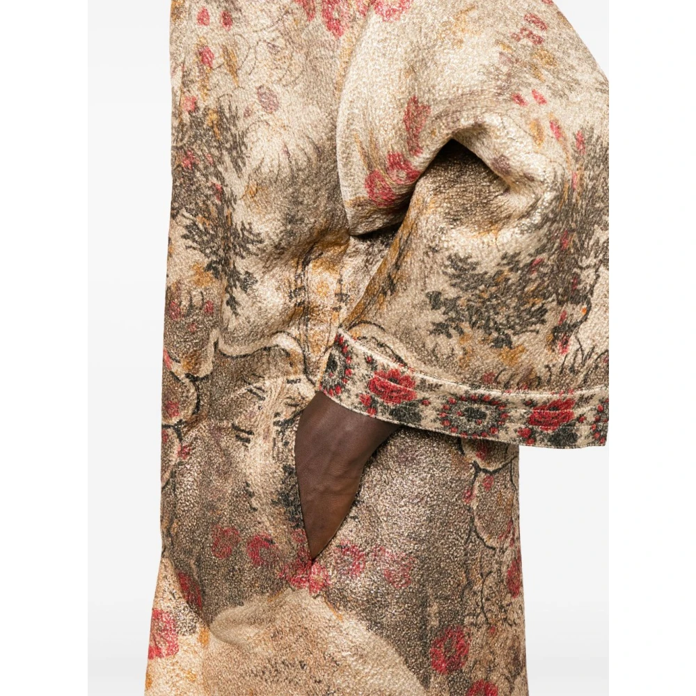 Pierre-Louis Mascia Beige Jurk met Lange Mouwen en Drop Shoulder Multicolor Dames