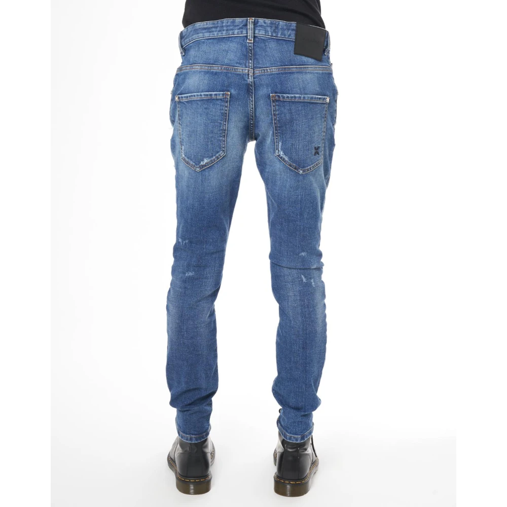 John Richmond Slim fit jeans met scheuren Blue Heren