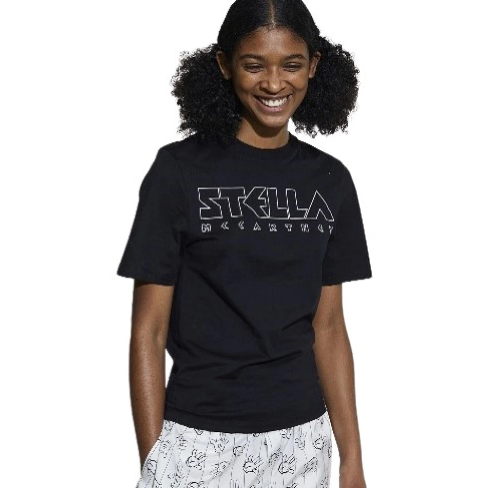 Stella Mccartney Zwart Logo Print T-Shirt Black Dames