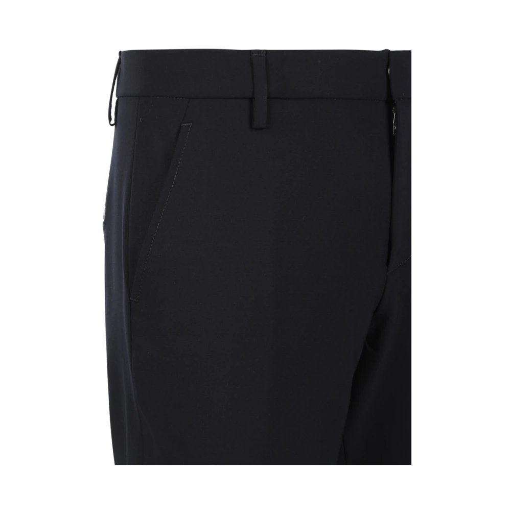 Dondup Zwarte Wol Slim Fit Broek Rits Sluiting Black Heren