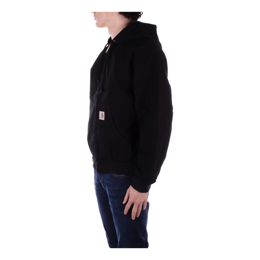 Carhartt WIP Capuchon Logo Jas Rits Voorzakken Black Heren