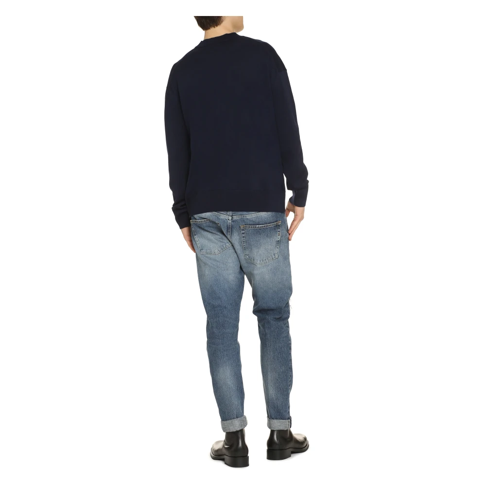 Maison Kitsuné Wollen Trui met Vos Patch Blue Heren