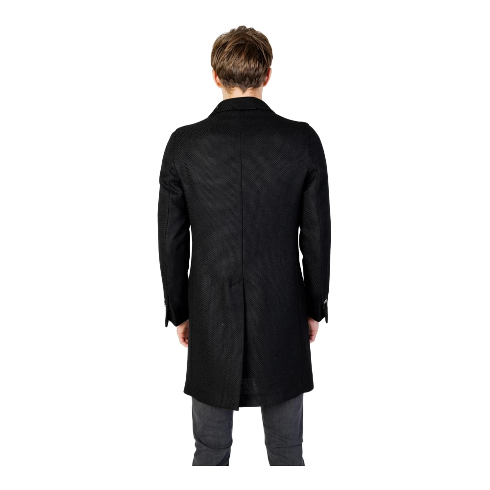 Mulish Klassieke wollen jas met zakken Black Heren