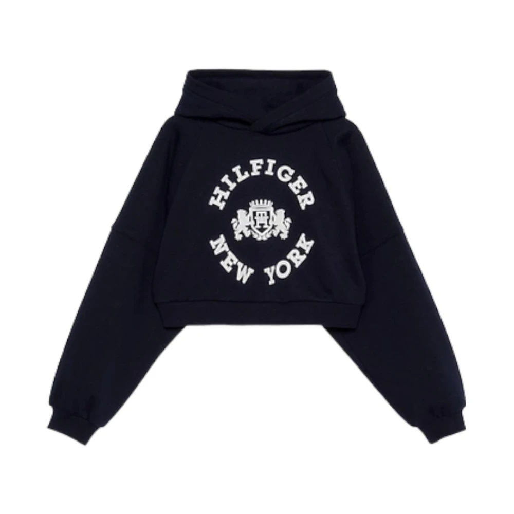 Tommy Hilfiger Crest Cropped Hoodie - Klassisk stil och komfort Blue, Flicka