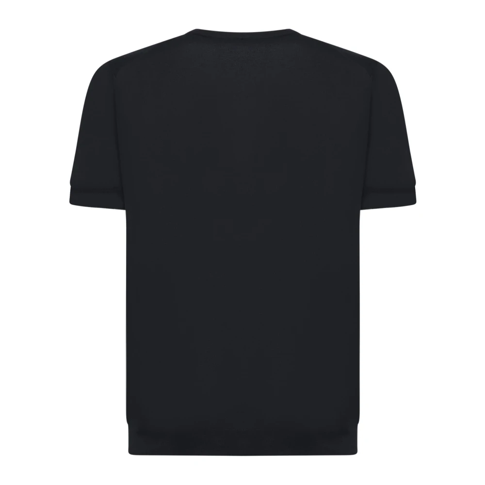 Giorgio Armani Zijde Katoen Ronde Hals Korte Mouw Sweater Black Heren