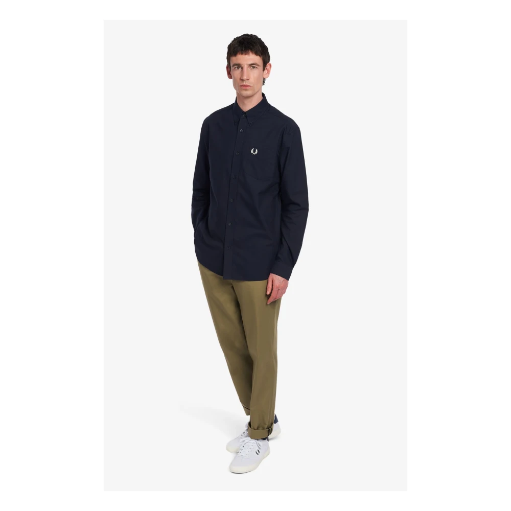 Fred Perry Navy Oxford Overhemd Klassieke Stijl M2700 Blue Heren