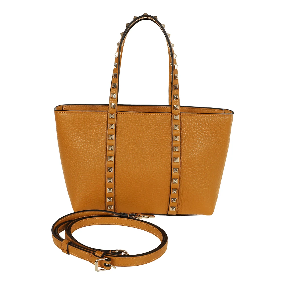 Valentino Garavani Gouden Rockstud Mini Tote Tas Brown Dames