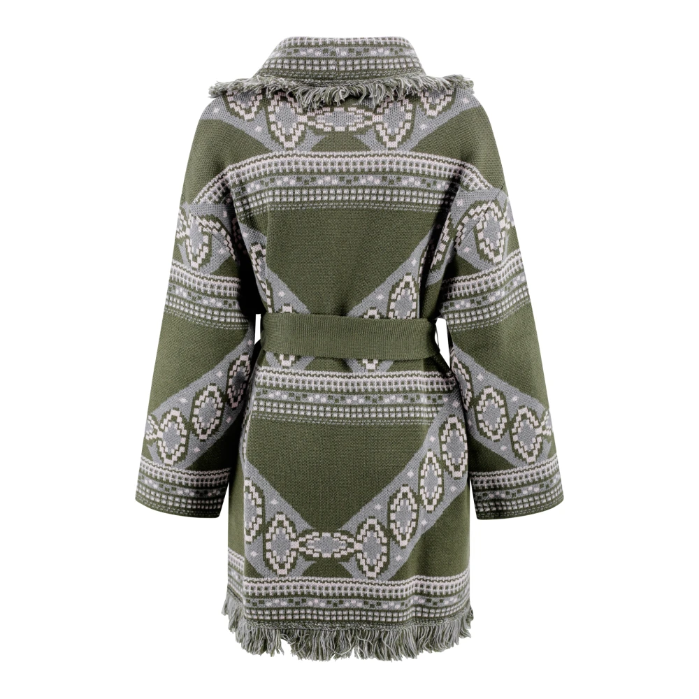Charlott Groene Gebreide Jacquard Shawl Jas Green Dames