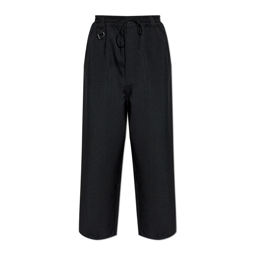 Y-3 Men's Black Wide Trousers, S, Sport Uniform Pinstripe Track Trousers
