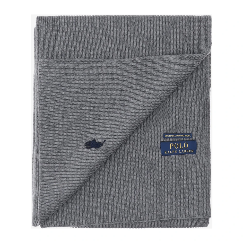 Polo Ralph Lauren Geborduurde Logo Wollen Sjaal Gray Heren