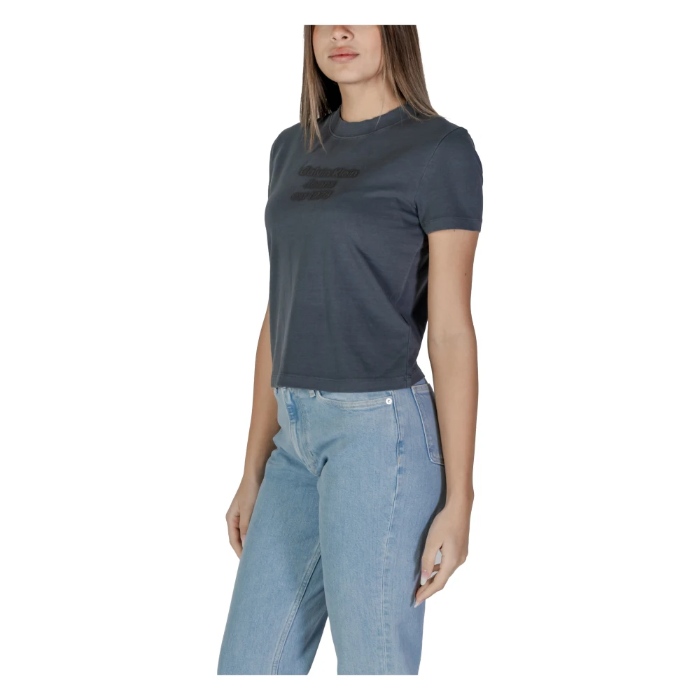 Calvin Klein Jeans Katoenen T-shirt met korte mouwen Lente Zomer Black Dames