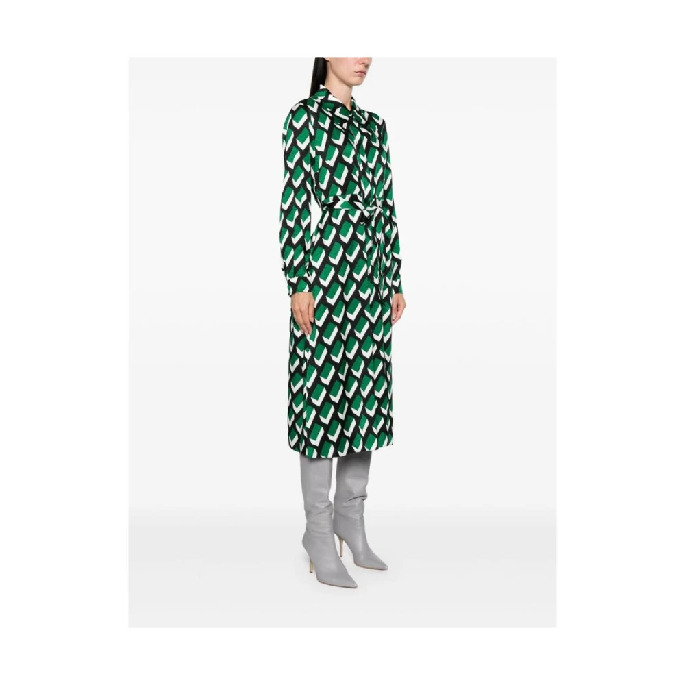 Diane Von Furstenberg Geometrisch Patroon Jacquard Jurk Green Dames