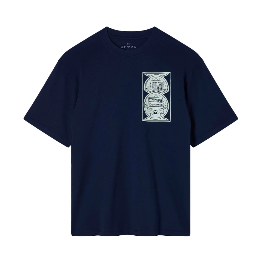 Edwin Blauw Logo Print T-shirt Blue Heren