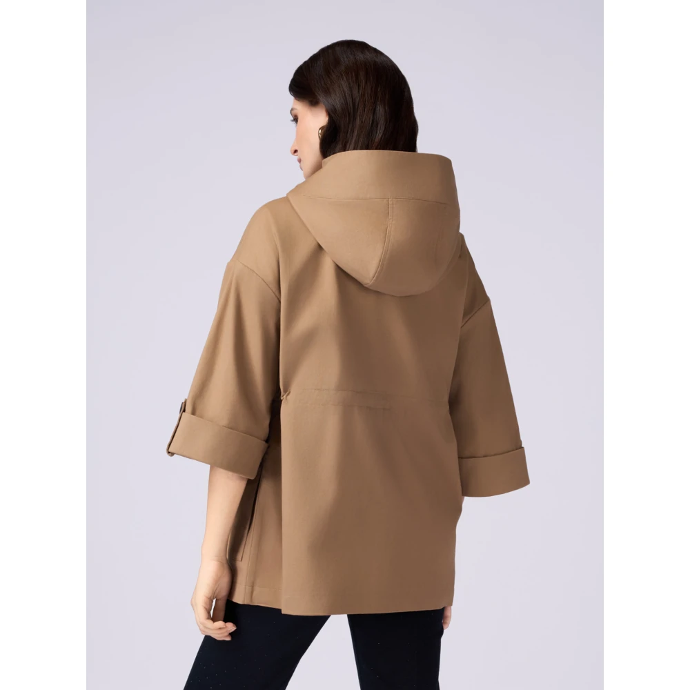 Oltre Parka van katoen met capuchon Beige Dames