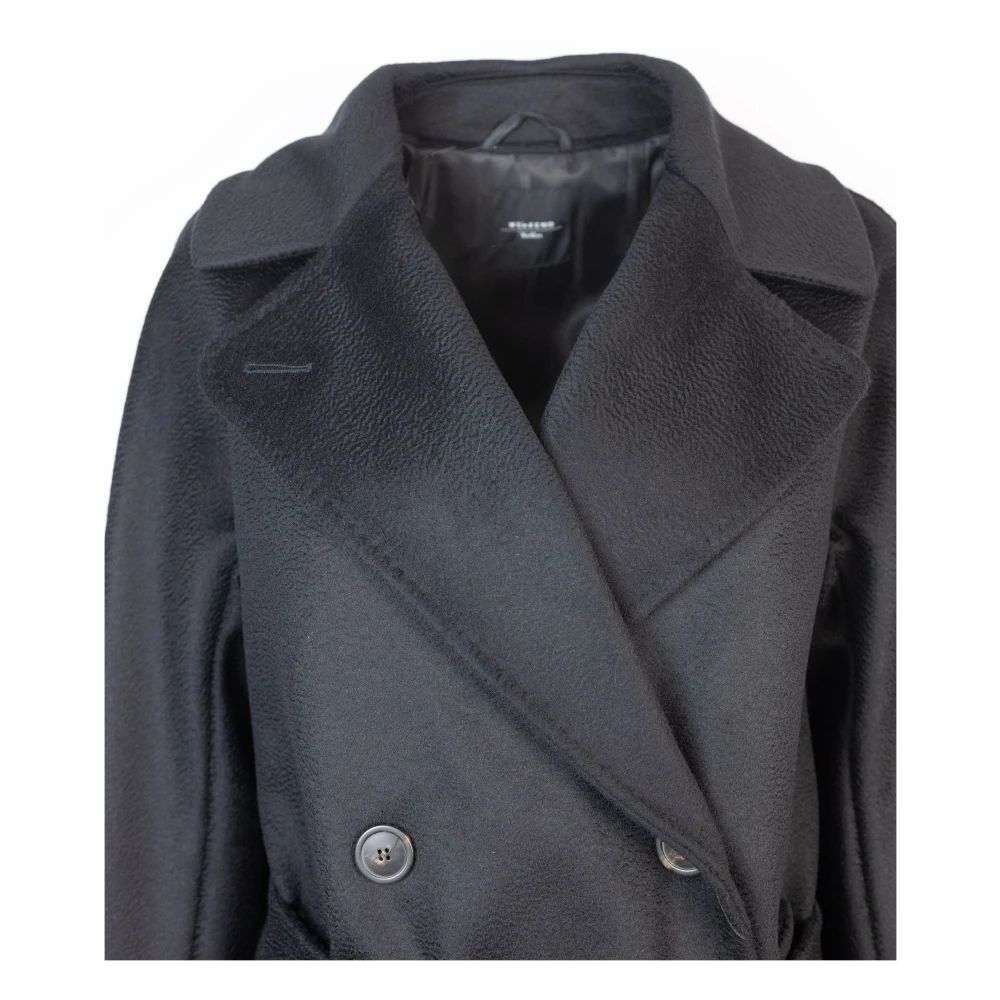 Max Mara Zwarte wollen jas met kimono-mouwen Black Dames