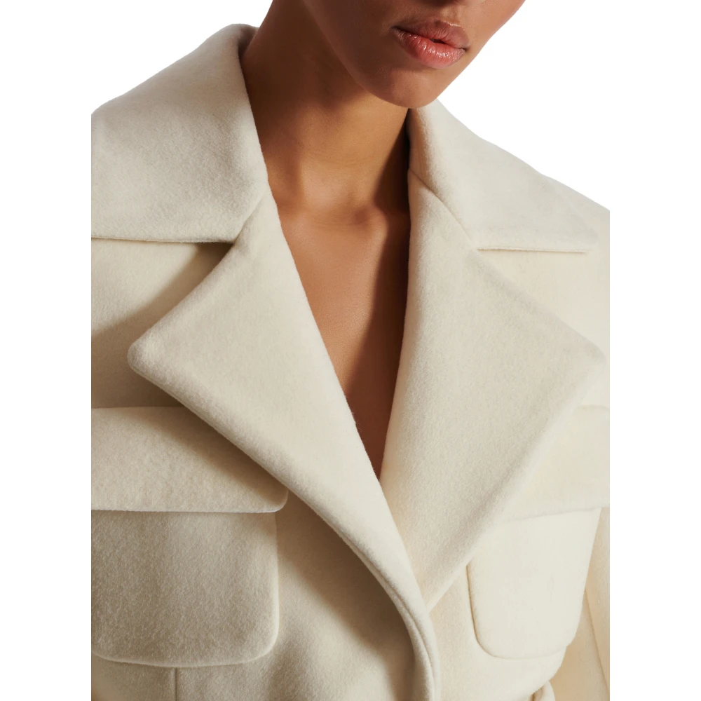Balmain Wollen ceintuurjas Beige Dames