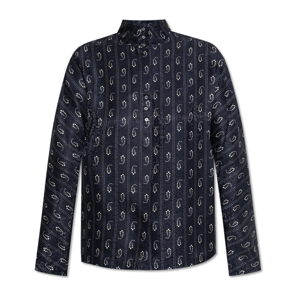 Tory Burch Women's Blue Patterned Shirt - Shirts - 2XS - Blouses & Shirts