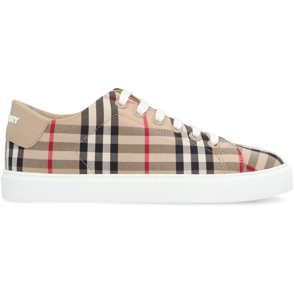 Burberry Women's Beige Sneakers, 7 Uk, Check Trainers