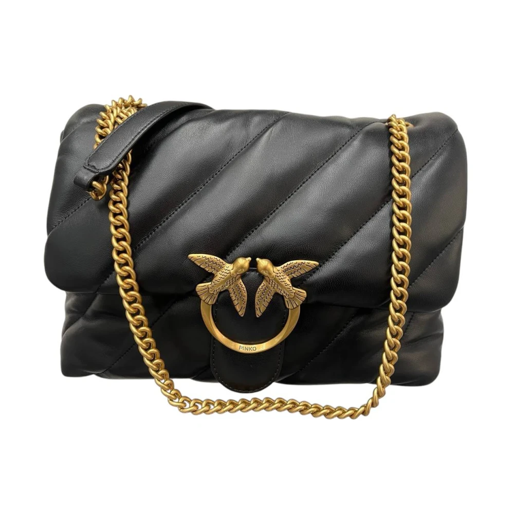 Pinko Grote Puff Schapenleer Clutch Black Dames