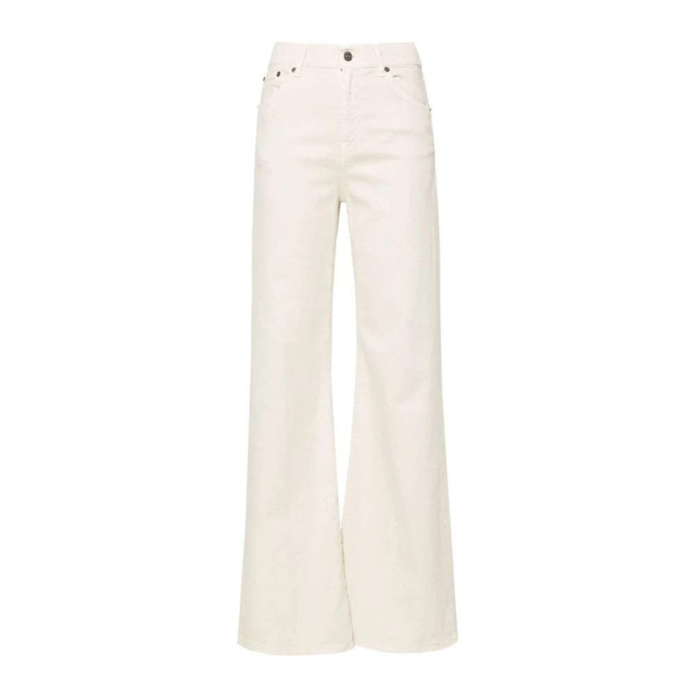 Dondup Ivoor Witte Wide Leg Denim Jeans Beige Dames