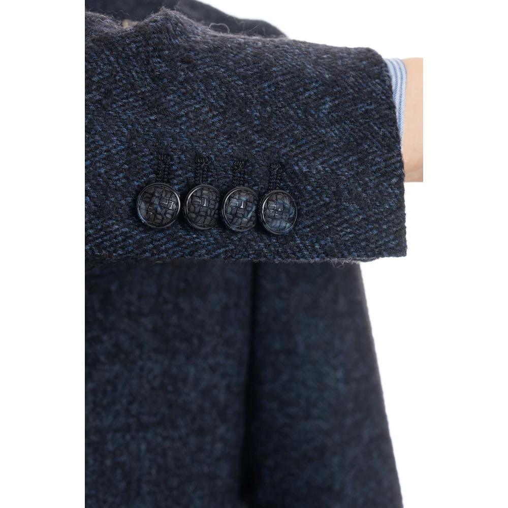 Tagliatore Blauwe Geweven Jas Single-Breasted Stijl Blue Heren