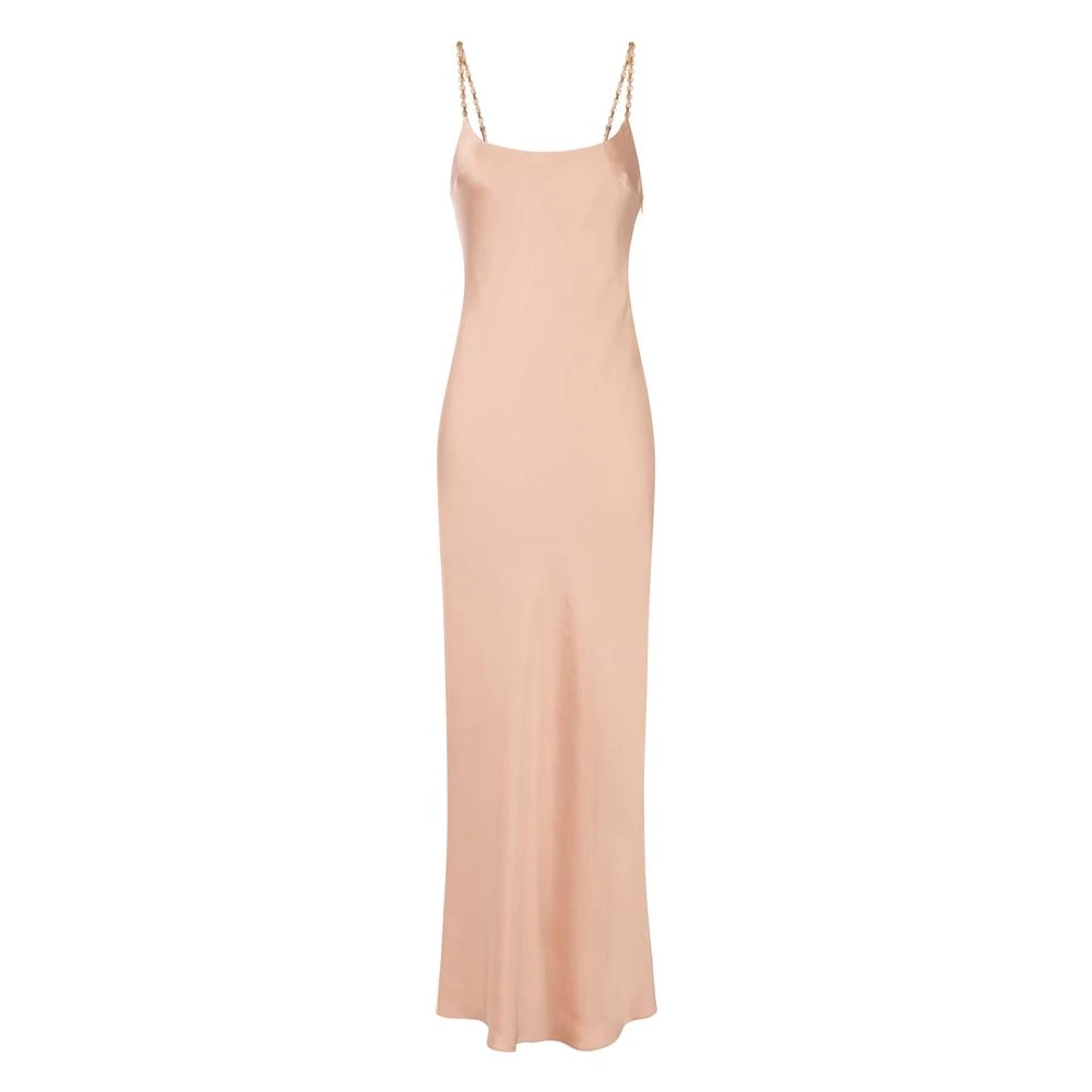Elisabetta Franchi Pink Gowns, Female, M, Red Carpet Dress In Satin With Jewel Details