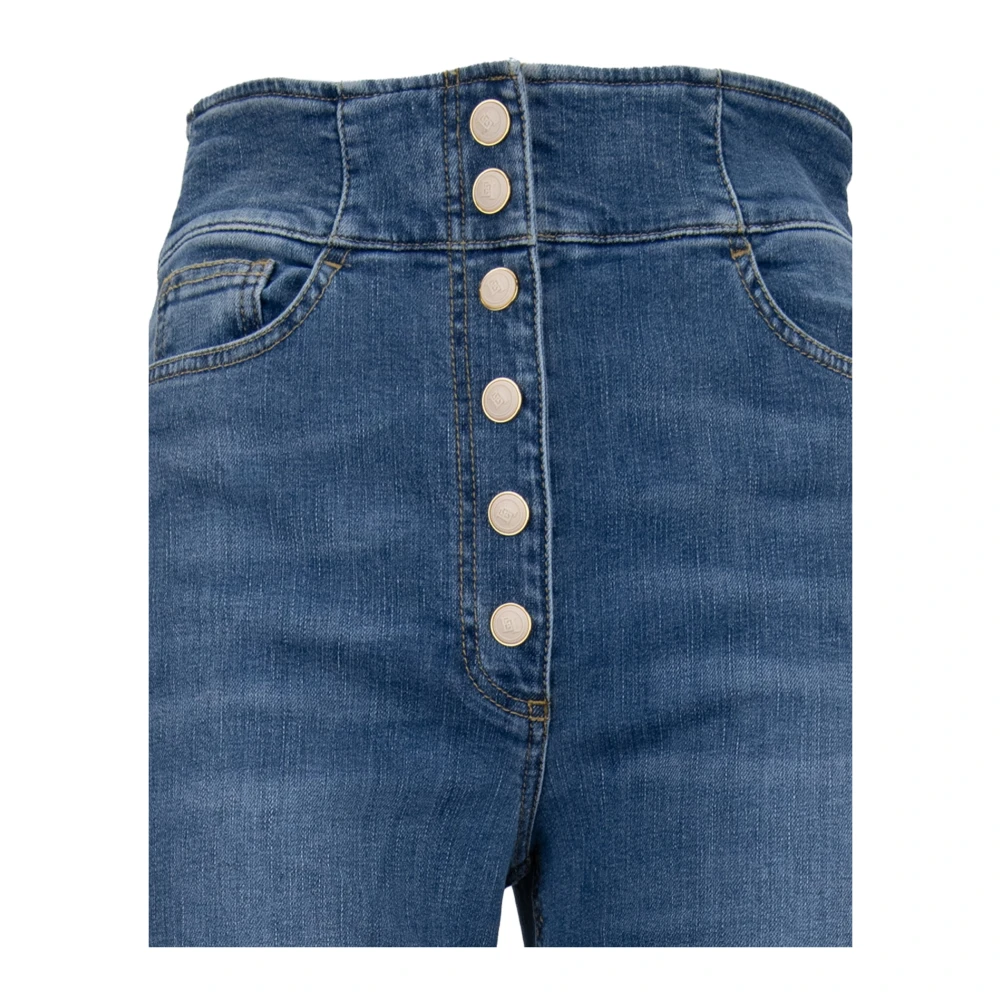 Elisabetta Franchi Damesjeans met automatische knoop Blue Dames