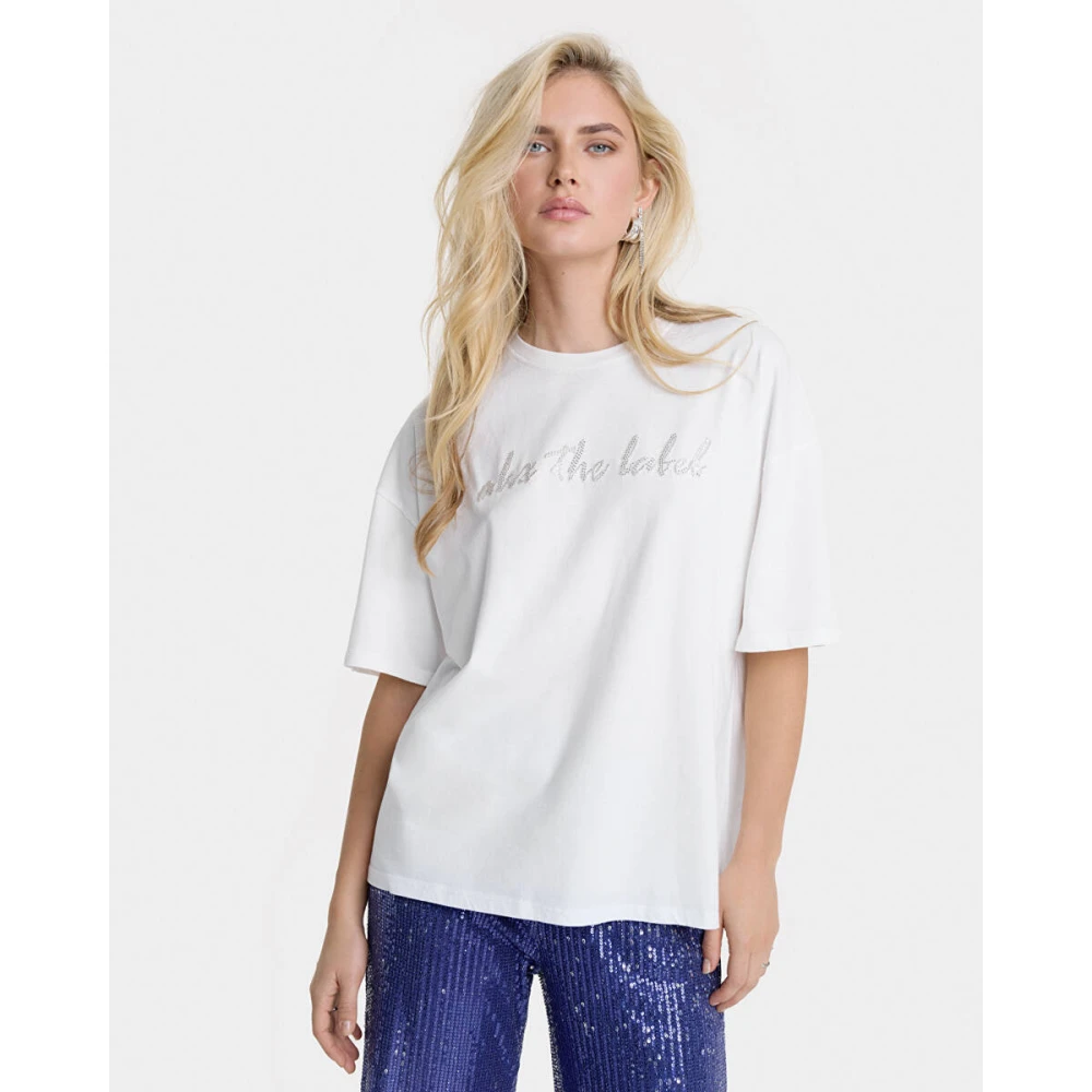 Alix The Label Geknoopte T-shirt met kralenwerk White Dames