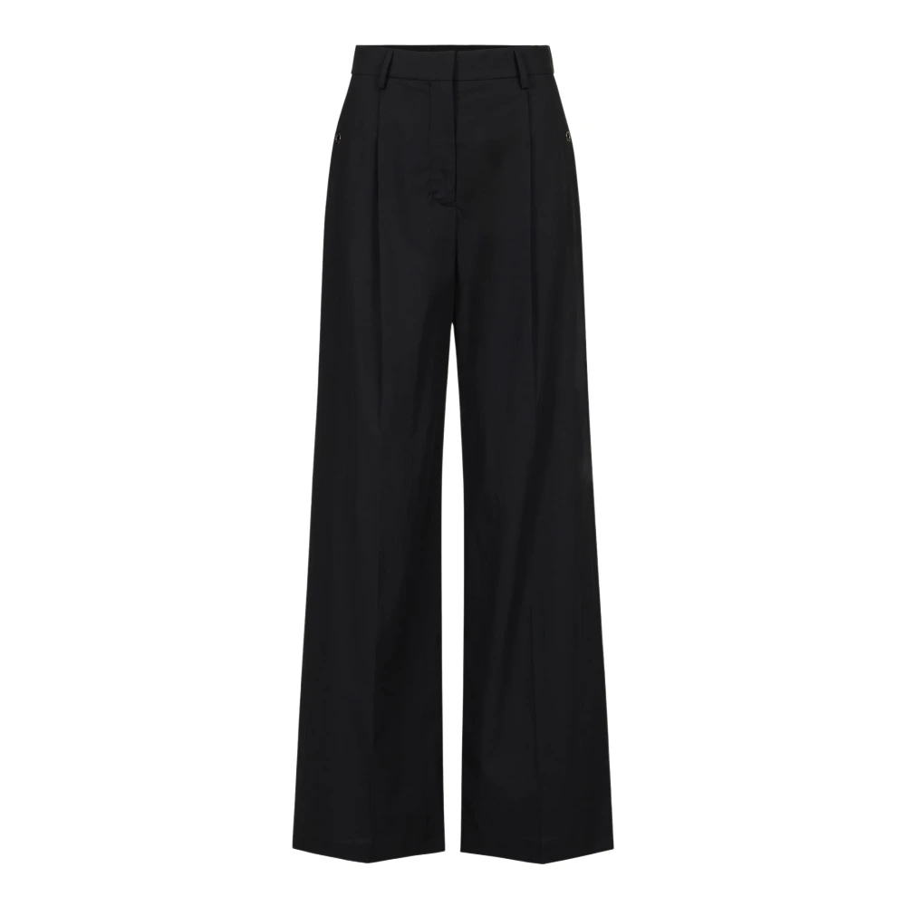 Iceberg Kvinno Svart Byxor Dam, 2XS, Bomull, Bomulls Poplin Byxor Med Raka Ben Och Bekväm Passform