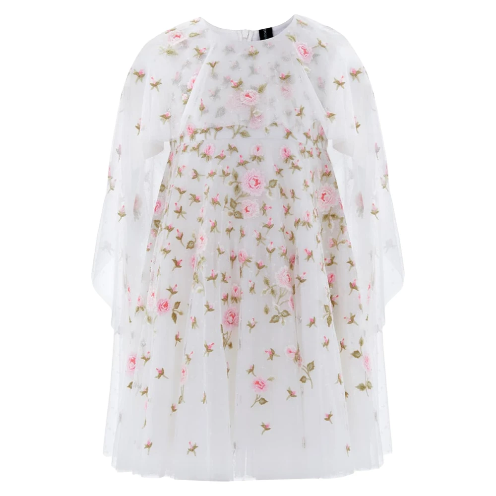 Needle & Thread , Kids Occasion Wear, Unisex, White, 6 Y | 116 Cm, Rose Bloom Cape Dress