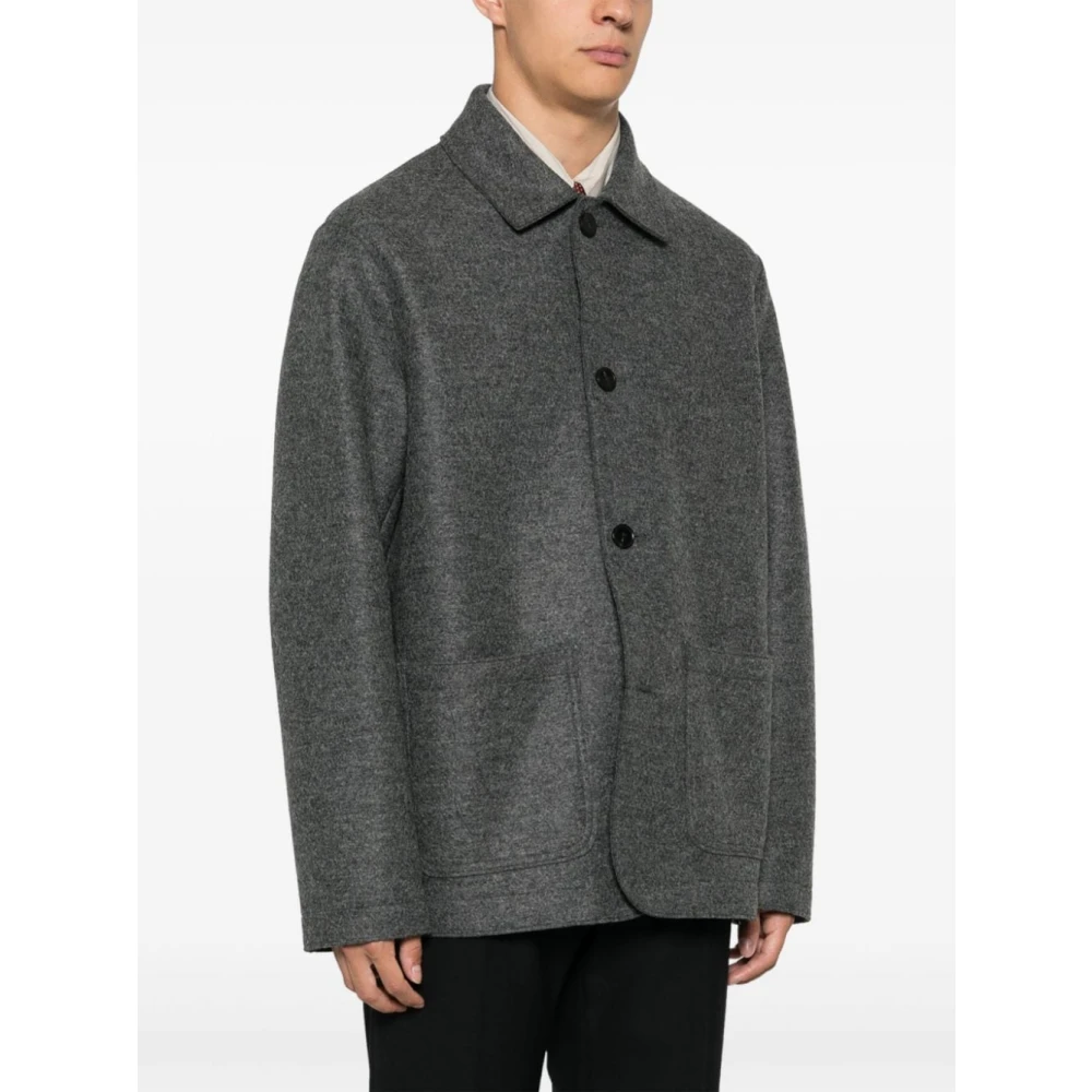 Harris Wharf London Nut Woolen Jas Antraciet Grijs Gray Heren