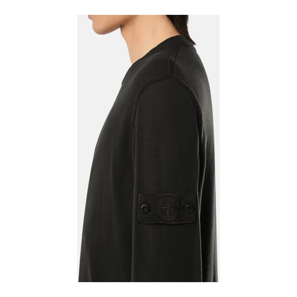 Stone Island Geribbelde trui met ronde hals in zwart Black Heren
