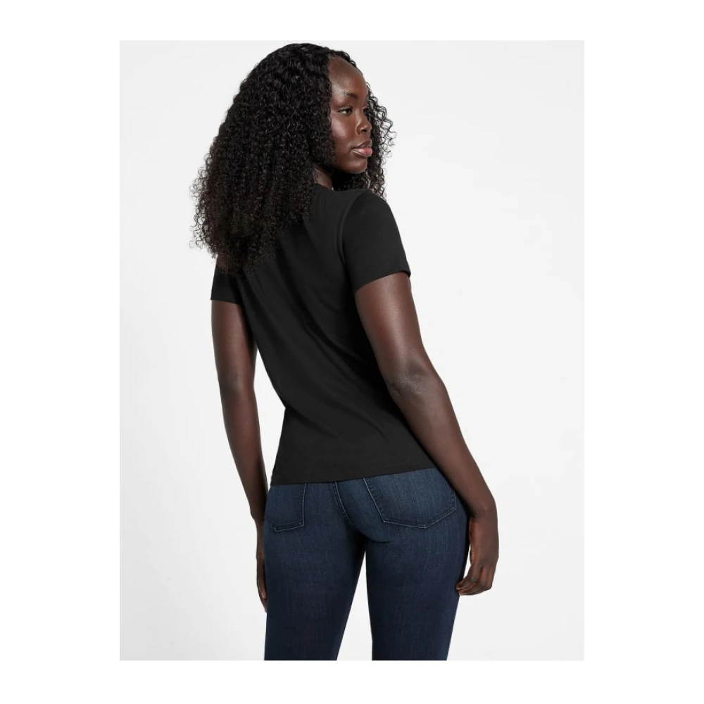 Guess Zwart Katoen Logo T-shirt Black Dames
