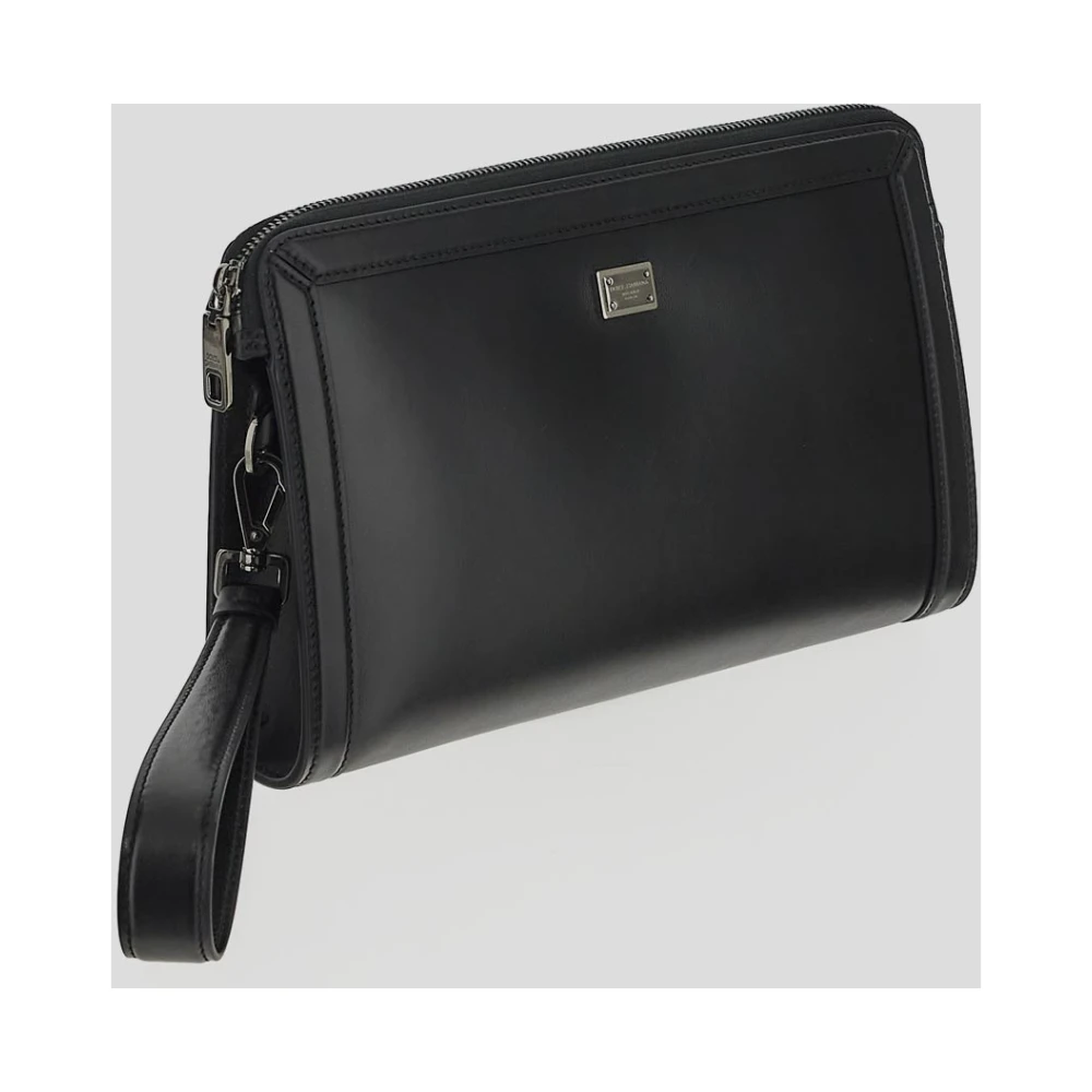 Dolce & Gabbana Leren Pouch Tas Black Heren